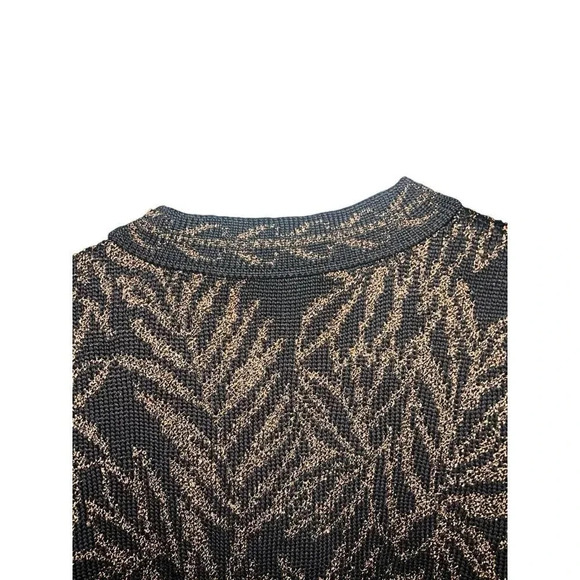 Peruvian Connection Black Copper Button Front Pima Cotton Blend Cardigan Size L - Picture 5 of 8